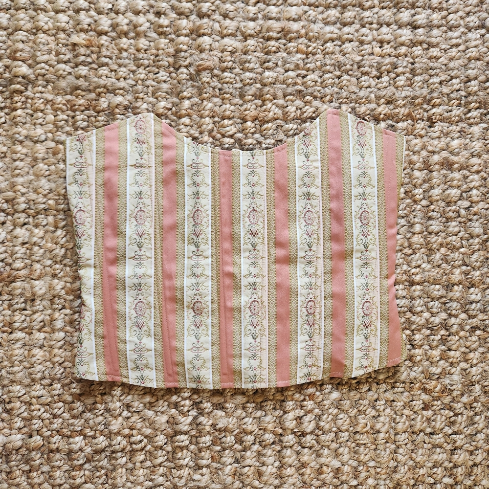 Miaou Striped Pink and Cream Corset Top